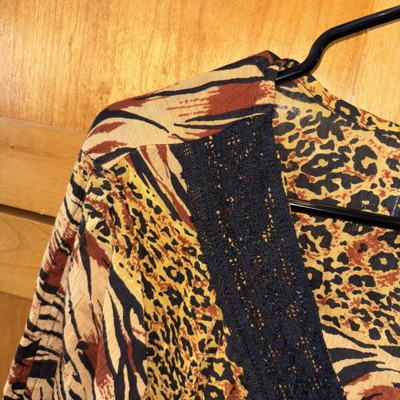 Phases Women Dress 2X Animal Print Resort Kitschy Art Vintage V Neck Cotton - Picture 5 of 9